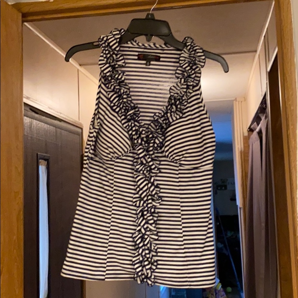 Stripped ruffled tank